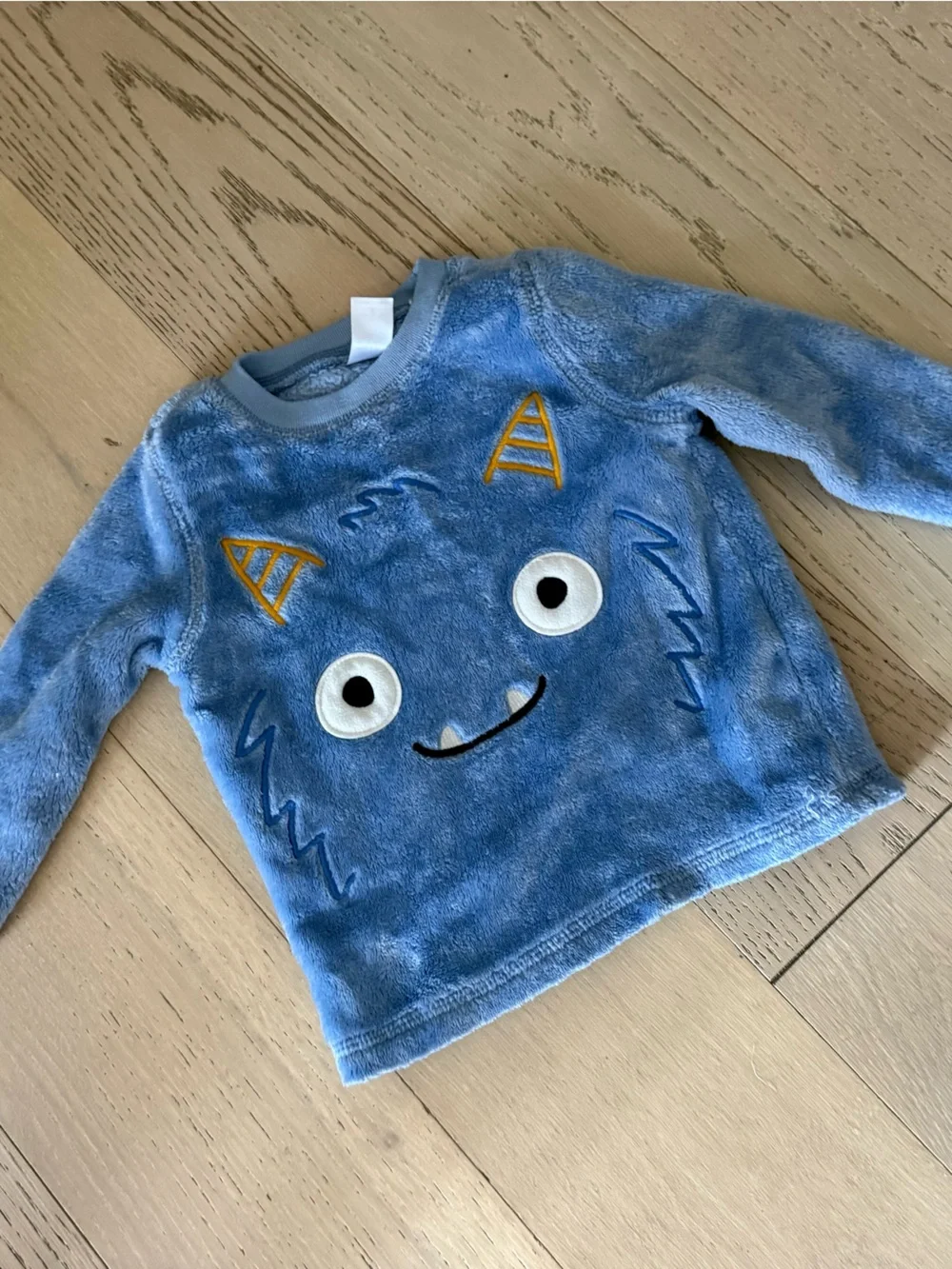 Carter's Light Blue Plush Monster Pajama Top with Royal Cat and Jack Blue Shorts